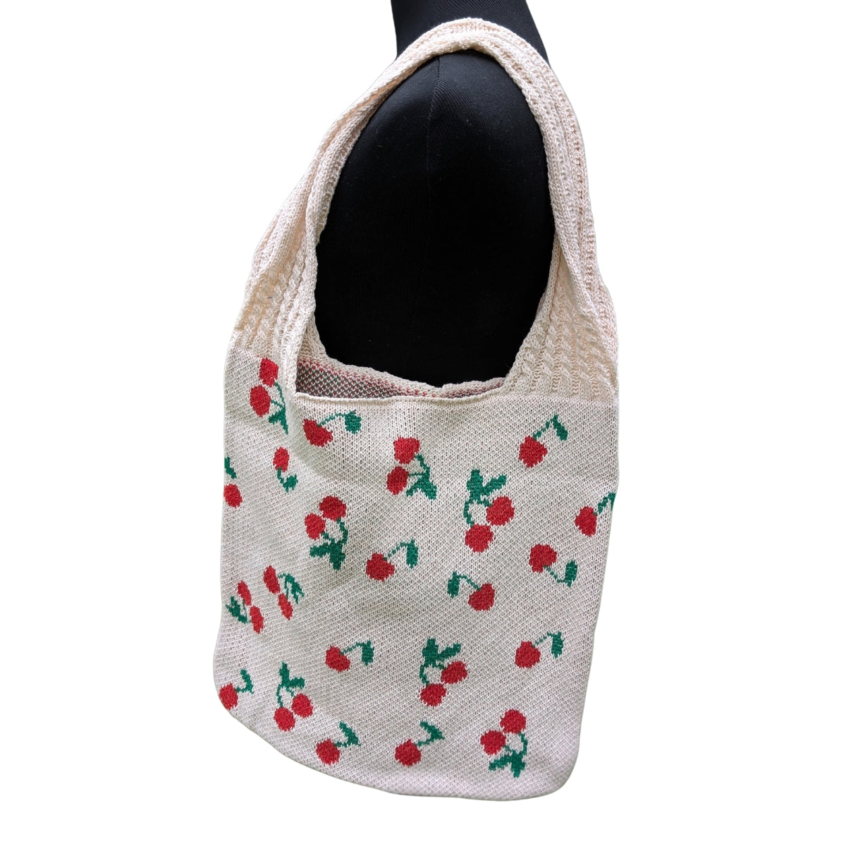 Cream Heavy Knit with Cherries Bag