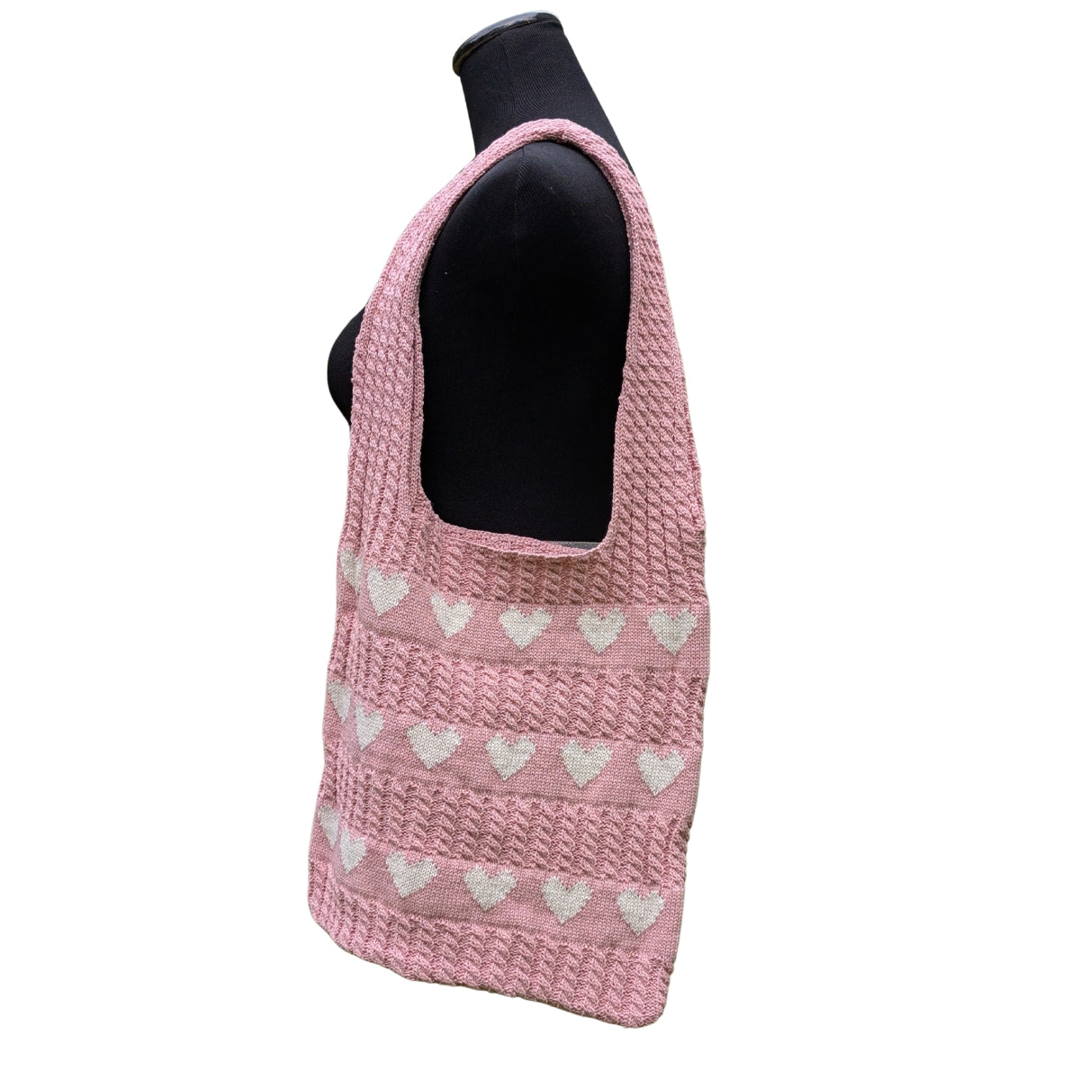 Pink with White Hearts Knit Bag