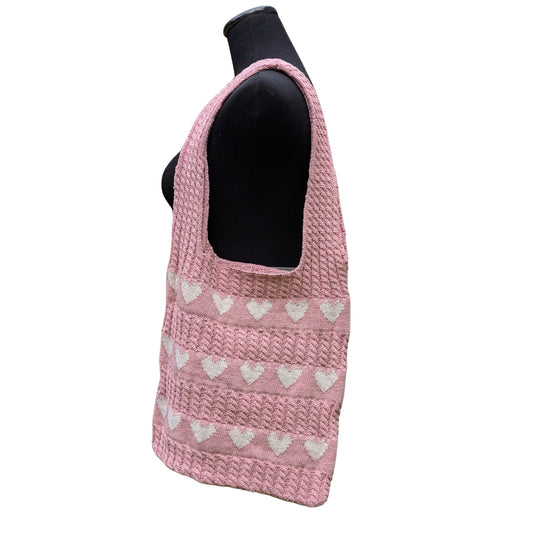 Pink with White Hearts Knit Bag
